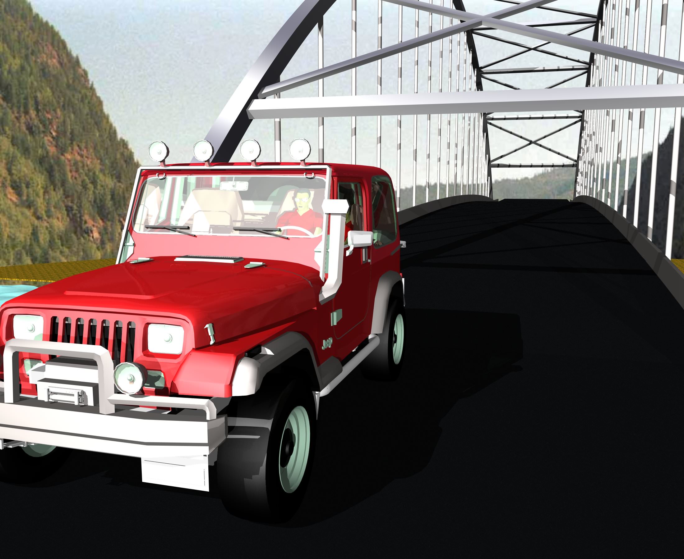 Suspension Bridge Jeep 3D model | CGTrader