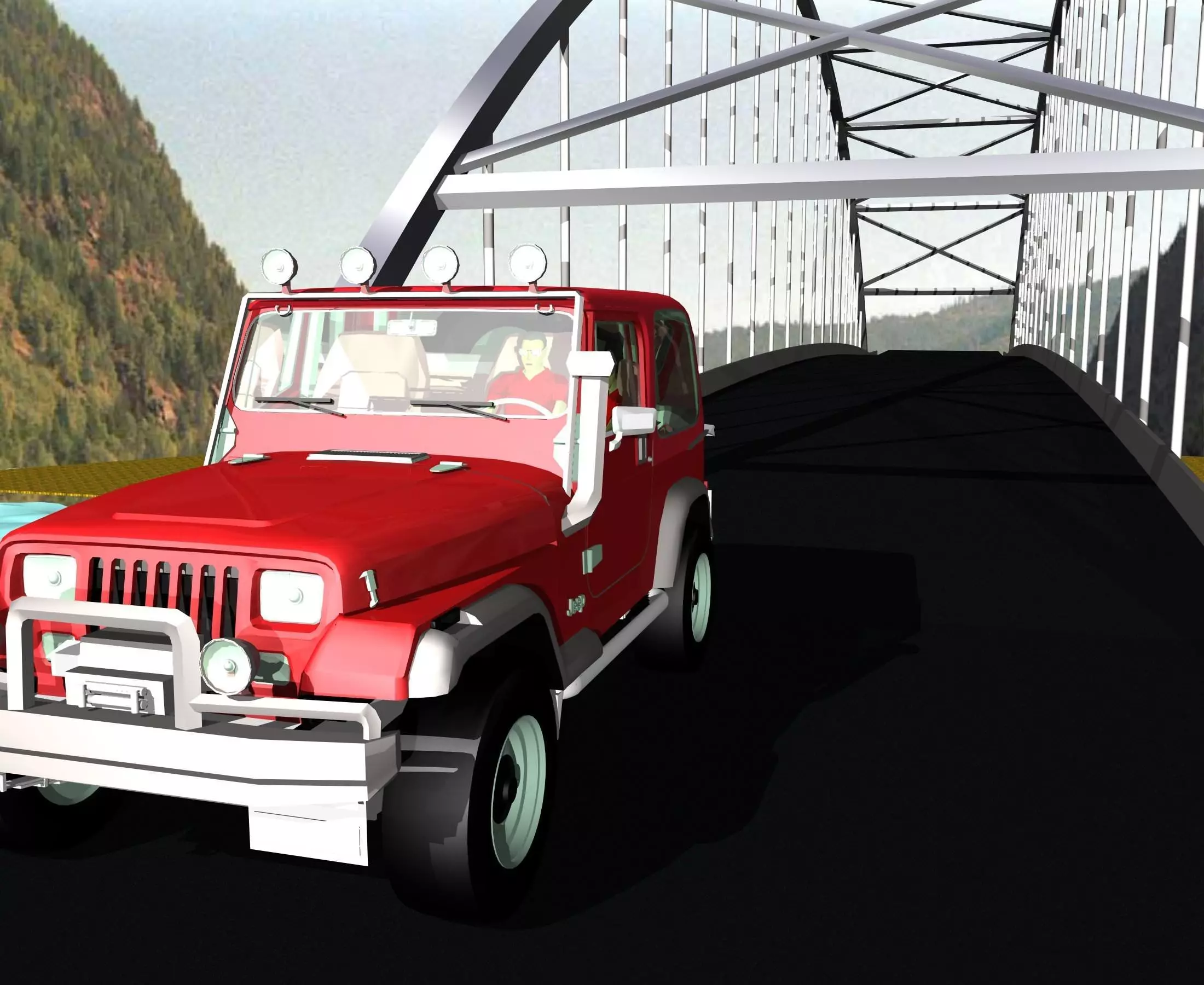 Suspension Bridge Jeep Free 3D model