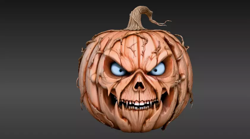 Jack-O-Lantern Pumpkin 3D Model Halloween Decor Print-Ready 3D print model_6
