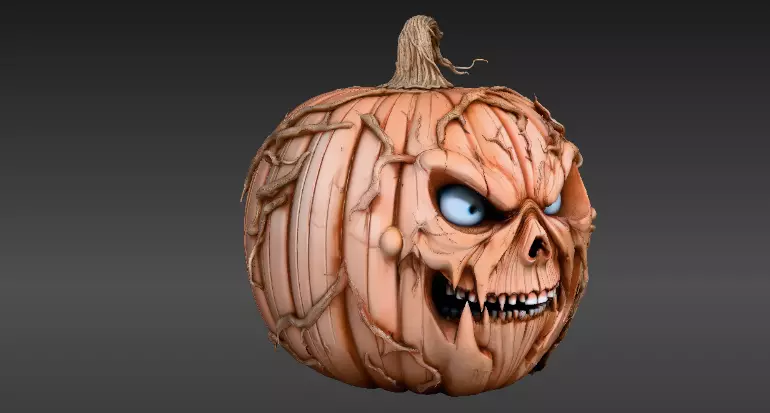 Jack-O-Lantern Pumpkin 3D Model Halloween Decor Print-Ready 3D print model_4