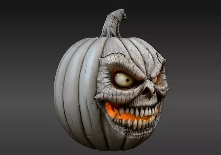 Evil Jack-O-Lantern Pumpkin 3D Model Solid Halloween Pumpkin 3D print model_4