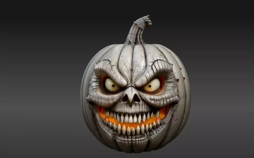 Evil Jack-O-Lantern Pumpkin 3D Model Solid Halloween Pumpkin 3D print model_0