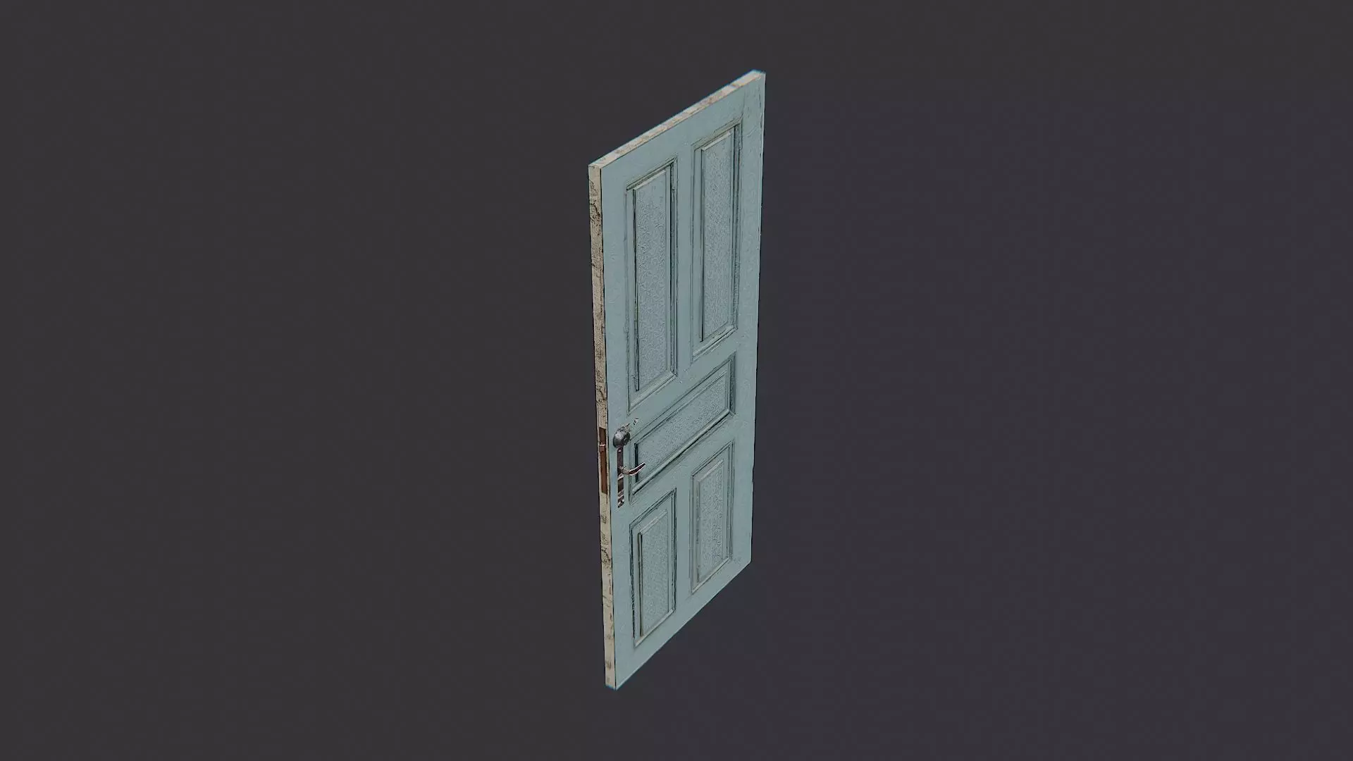 Ornate Blue Door with Post Up Lock Low-poly 3D model_0