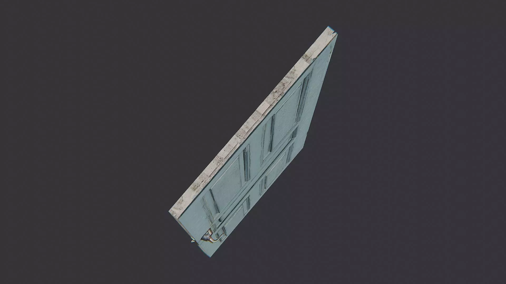 Ornate Blue Door with Post Up Lock Low-poly 3D model_4