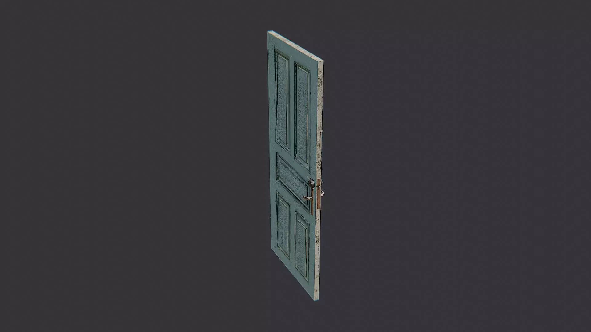 Ornate Blue Door with Post Up Lock Low-poly 3D model_1