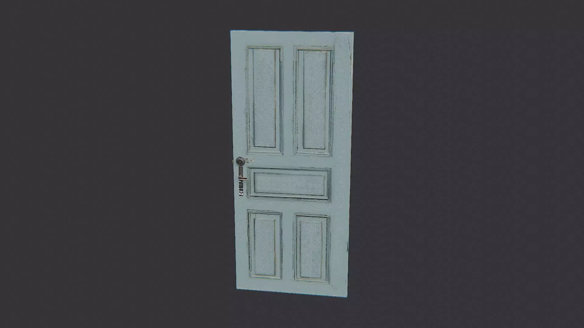 Ornate Blue Door with Post Up Lock Low-poly 3D model_2