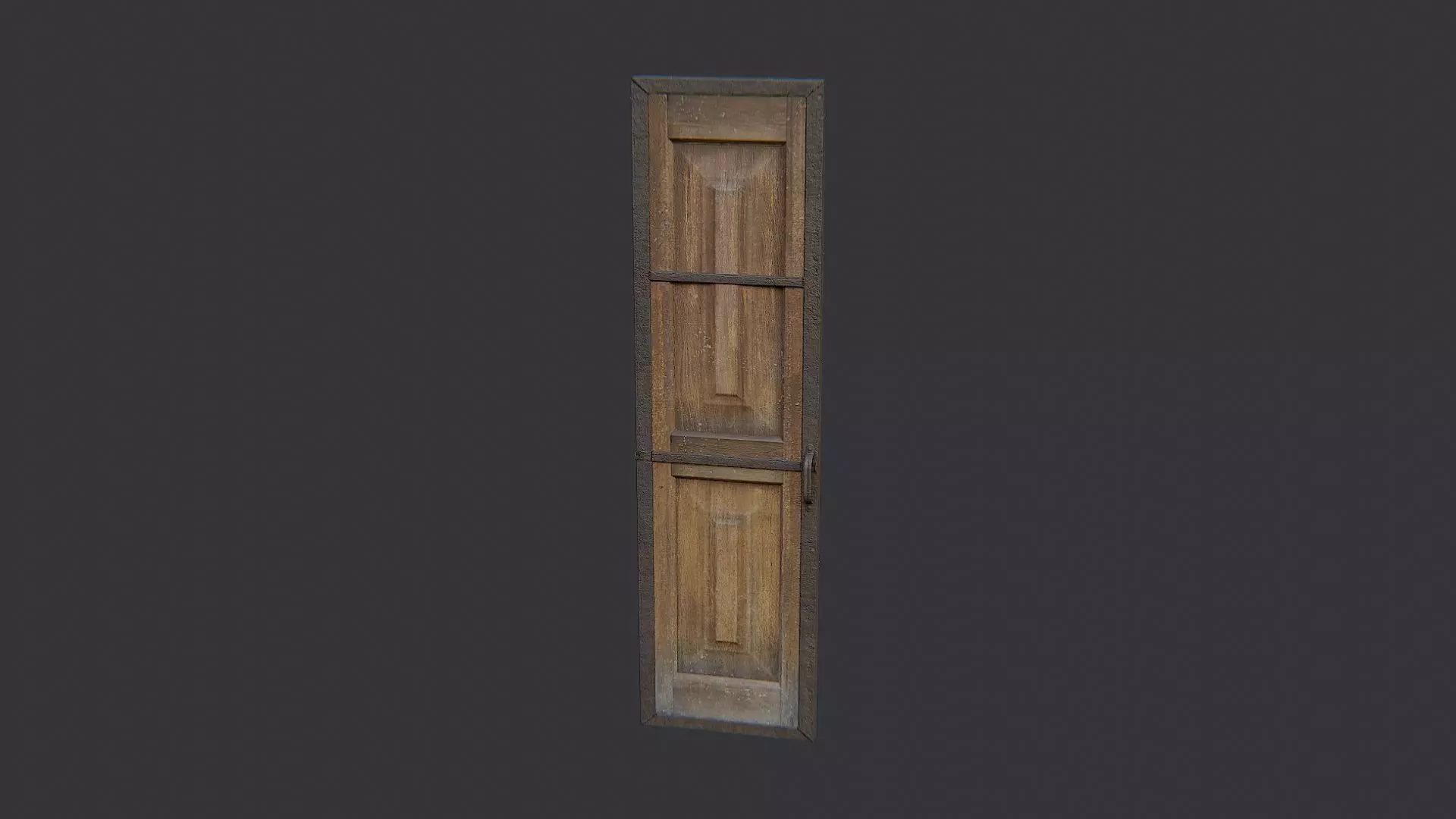Wooden Double Frame Door Left Rustic Metal Trim Low-poly 3D model_2