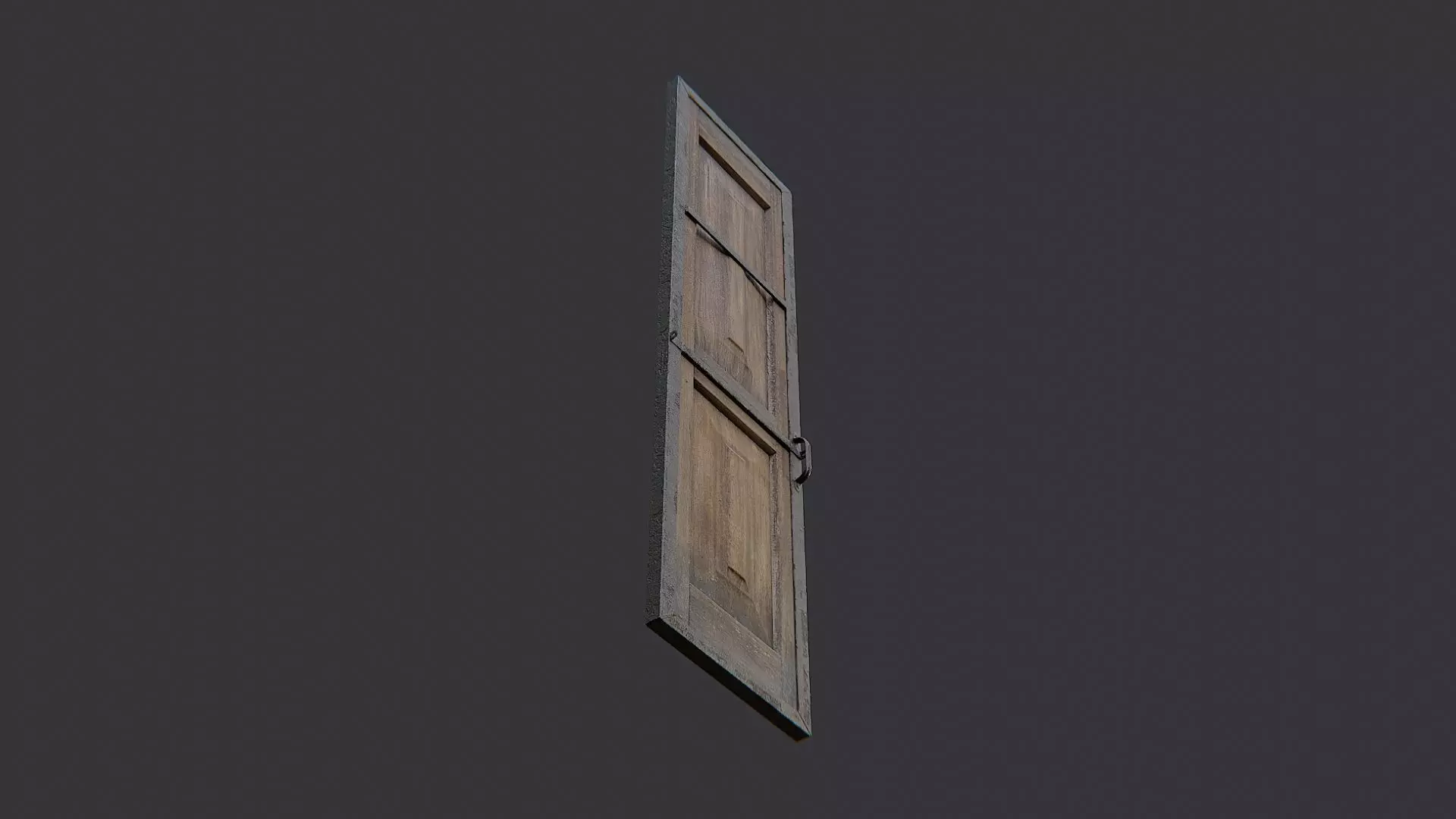 Wooden Double Frame Door Left Rustic Metal Trim Low-poly 3D model_5