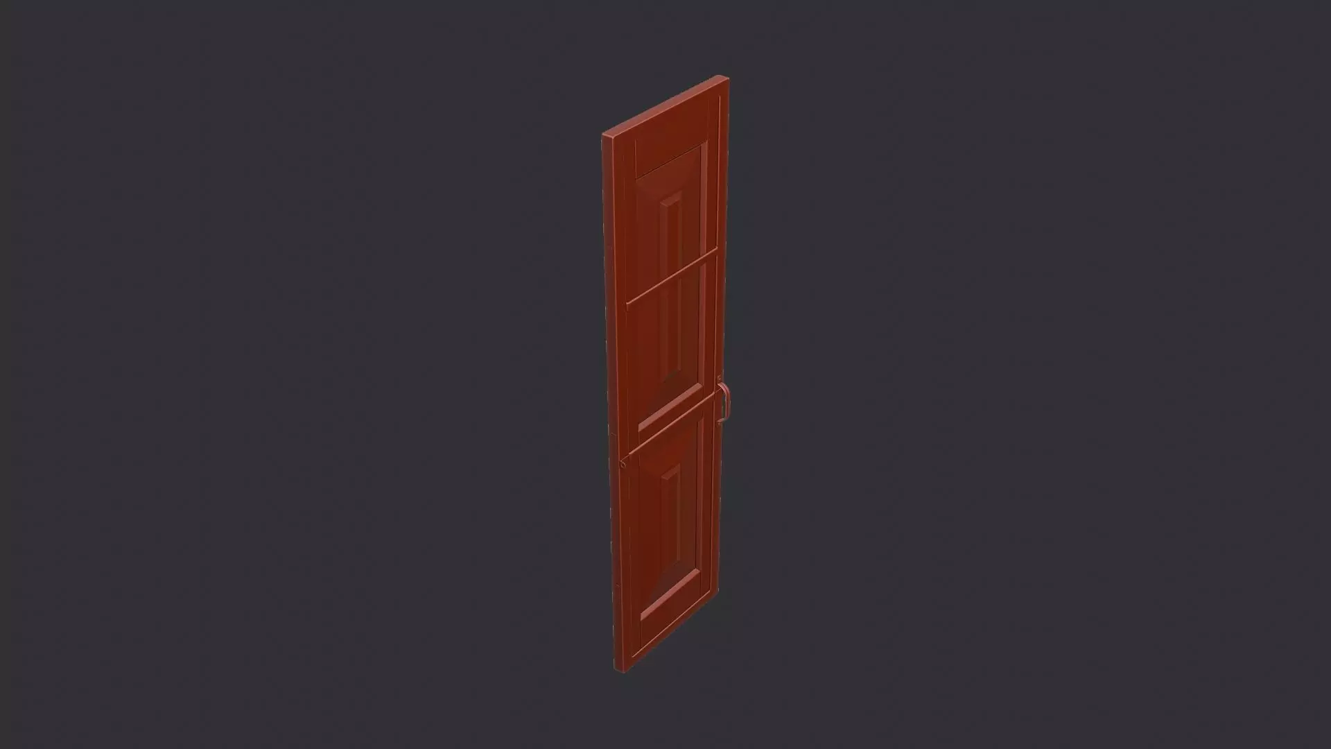 Wooden Double Frame Door Left Rustic Metal Trim Low-poly 3D model_6