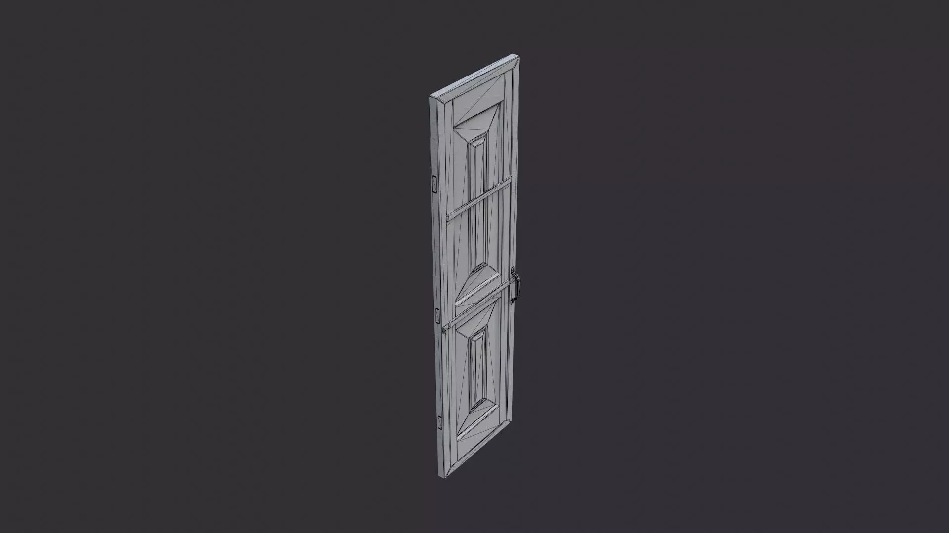 Wooden Double Frame Door Left Rustic Metal Trim Low-poly 3D model_7