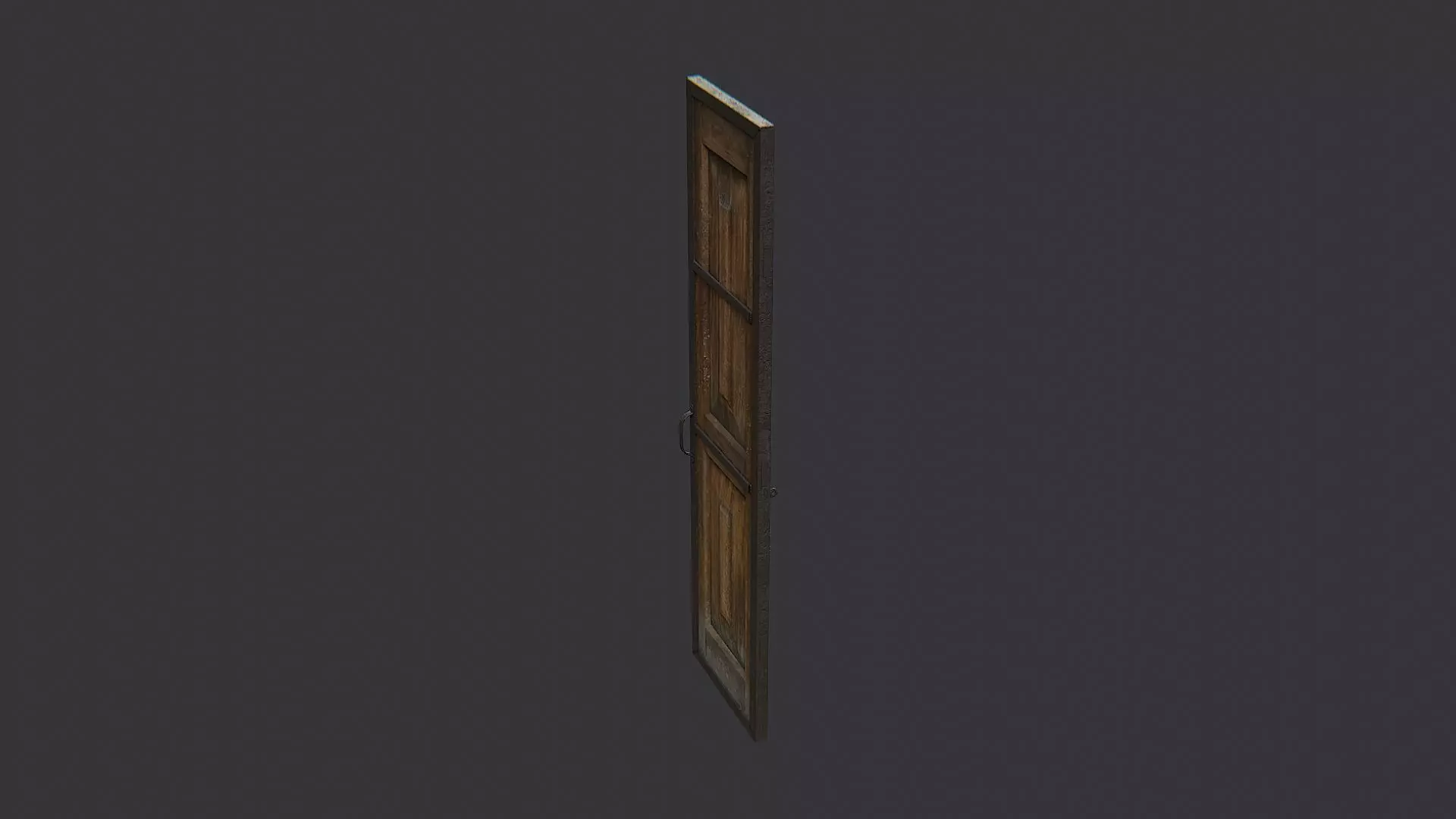 Wooden Double Frame Door Left Rustic Metal Trim Low-poly 3D model_1
