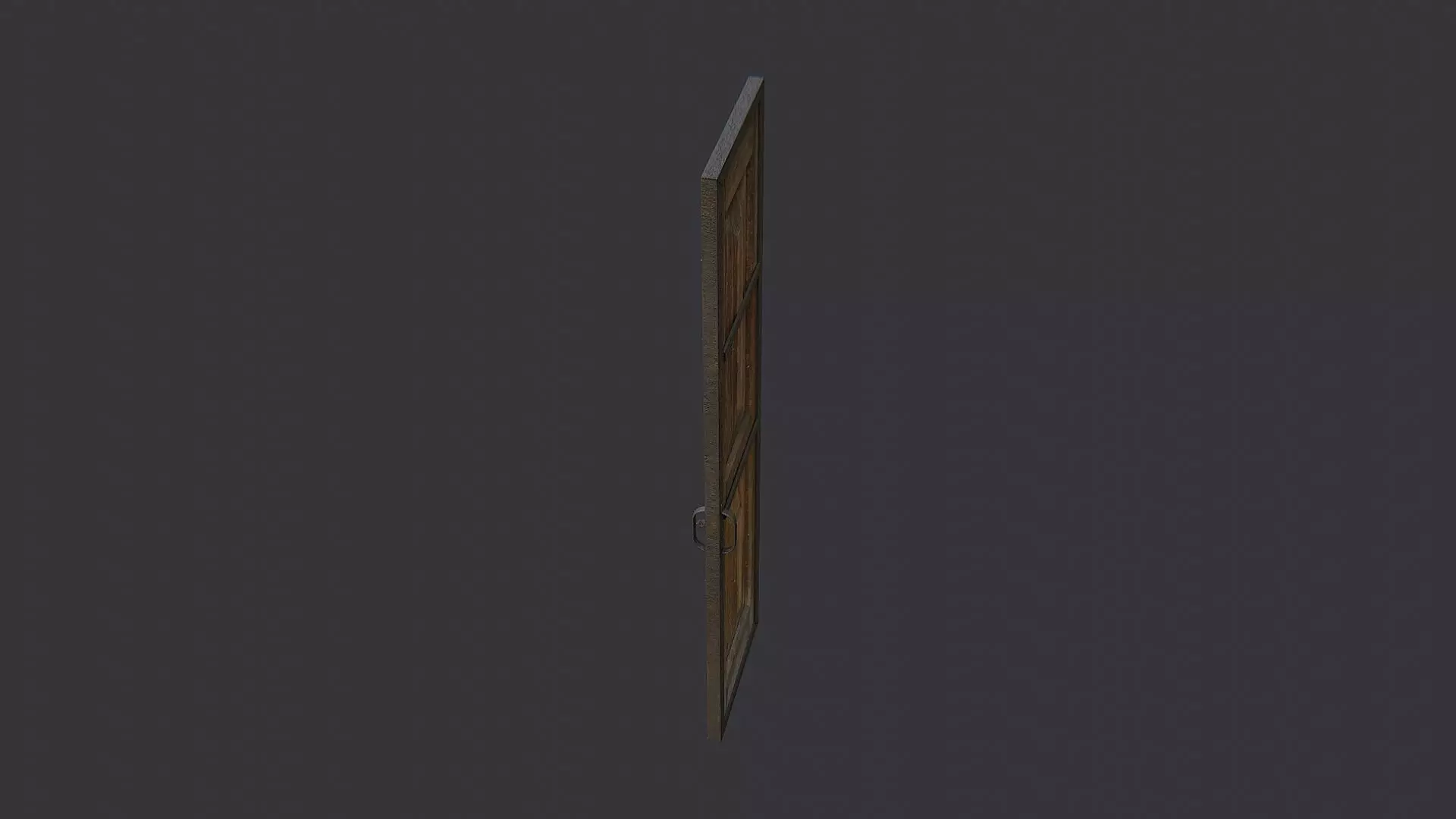 Wooden Double Frame Door Left Rustic Metal Trim Low-poly 3D model_3