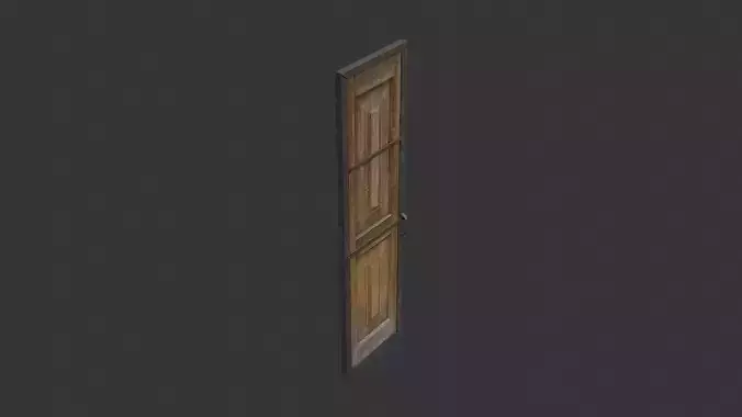 Wooden Double Frame Door Left Rustic Metal Trim