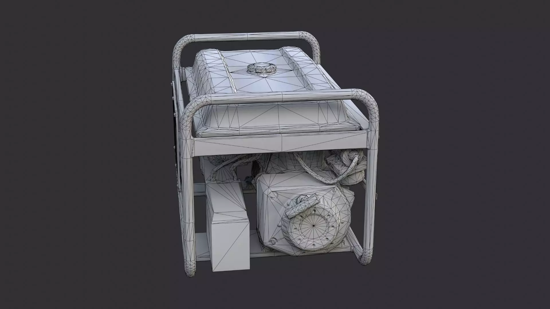 Portable Electric Generator In Open Frame Low-poly 3D model_7