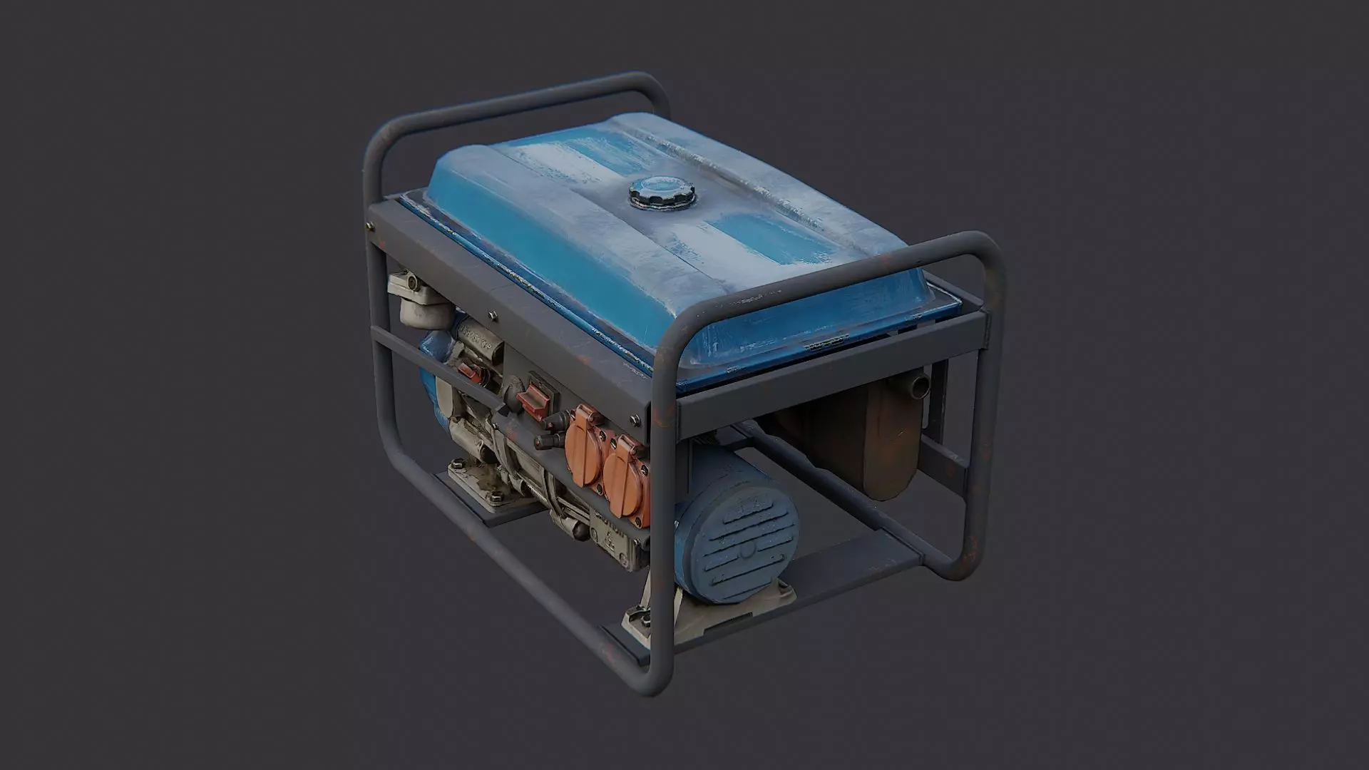 Portable Electric Generator In Open Frame Low-poly 3D model_3