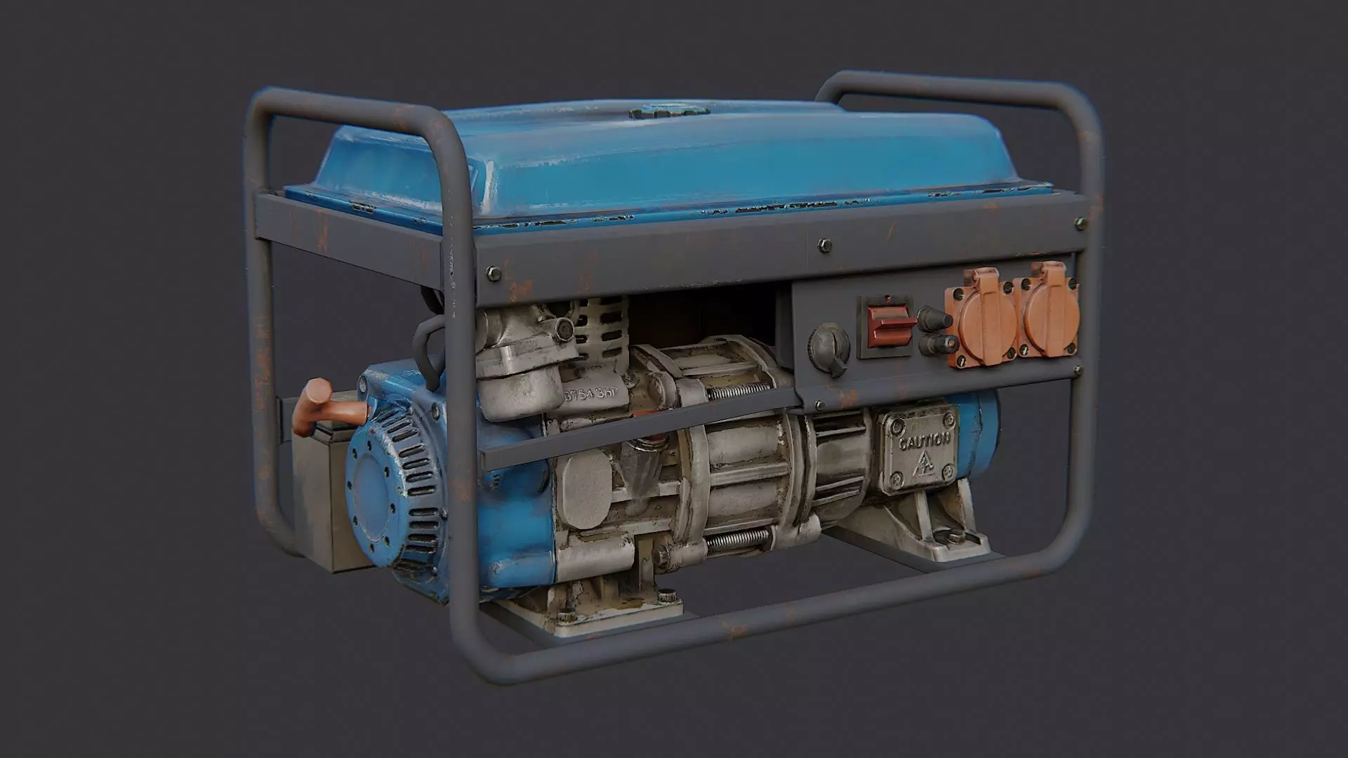 Portable Electric Generator In Open Frame Low-poly 3D model_2