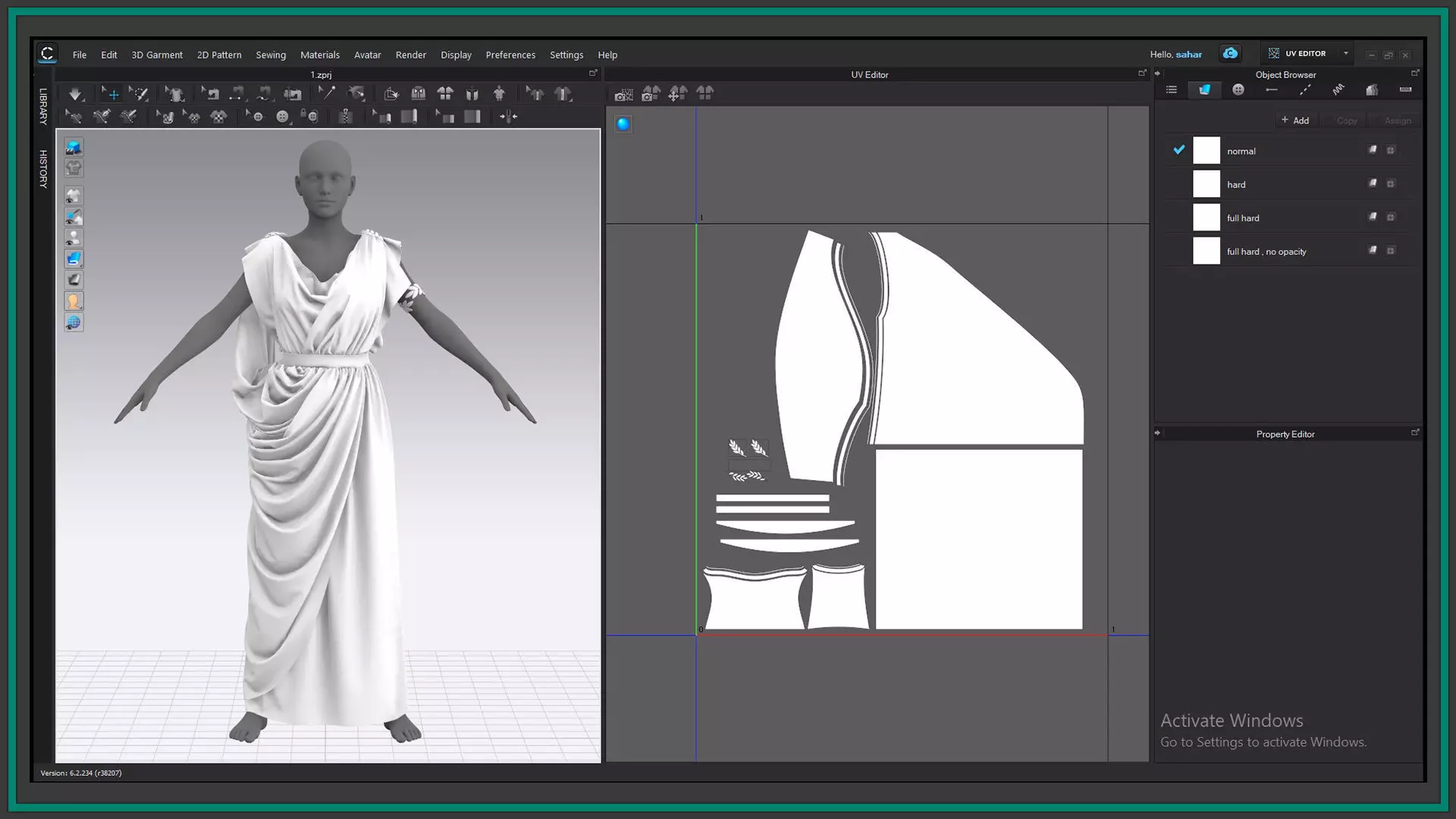 female Greek outfit with texture and smart material 3D model_7