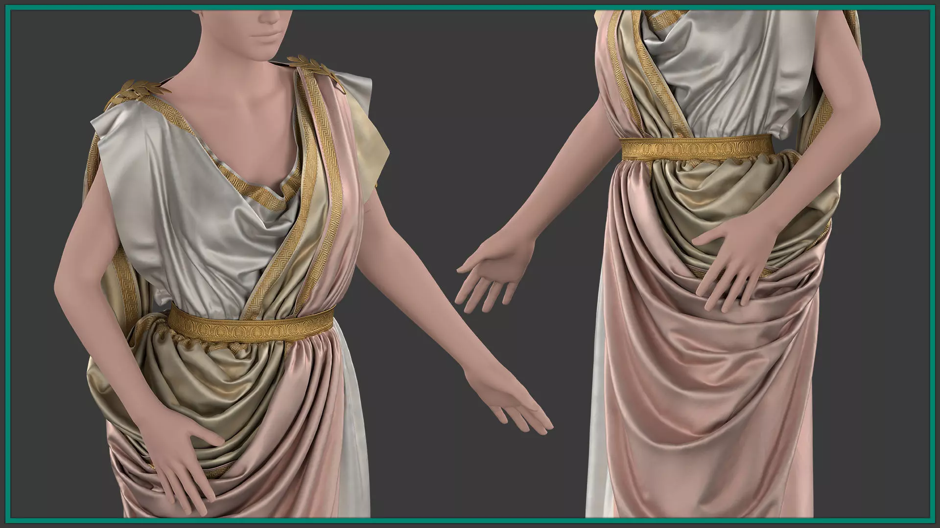 female Greek outfit with texture and smart material 3D model_3