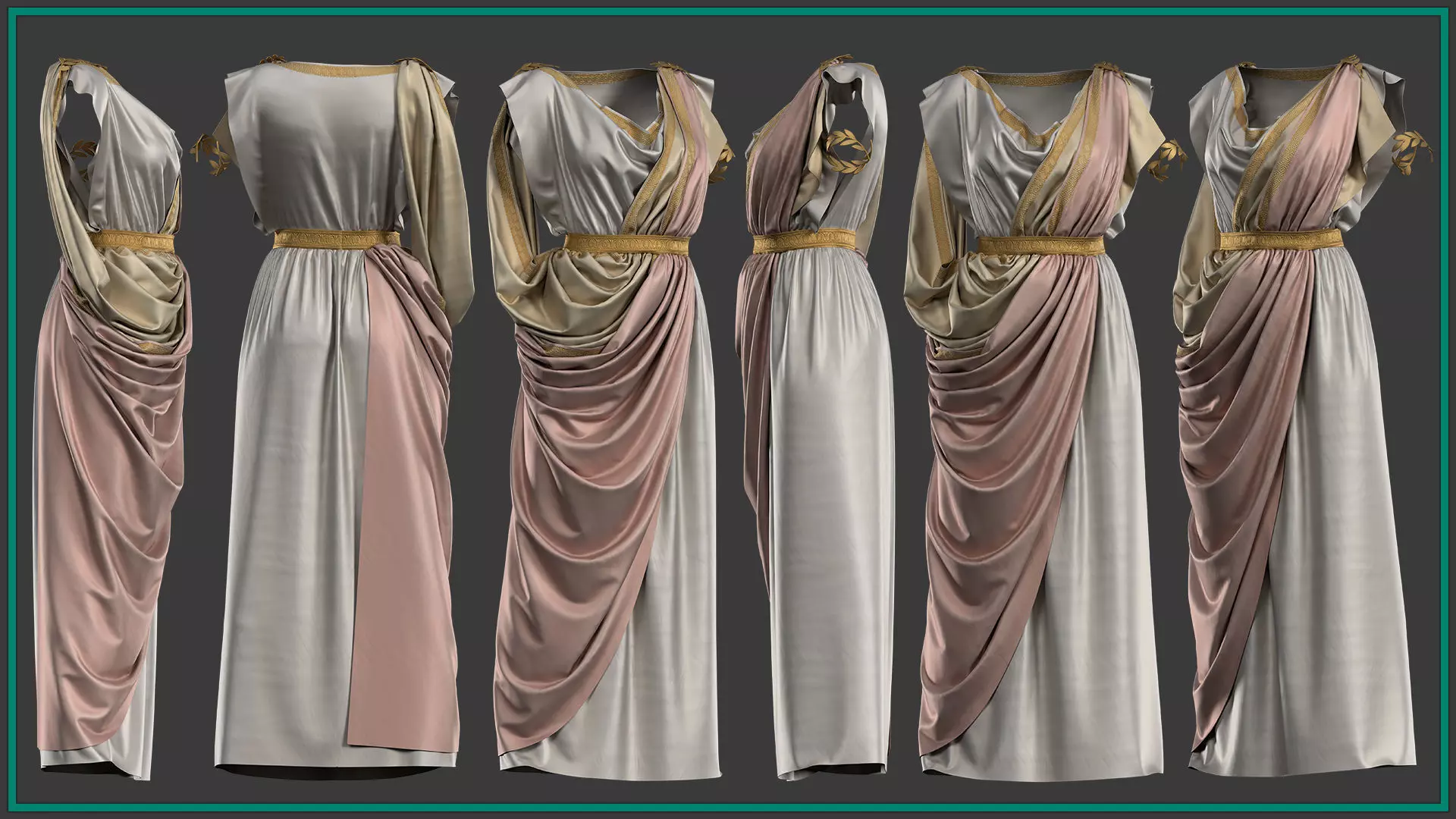 female Greek outfit with texture and smart material 3D model_1