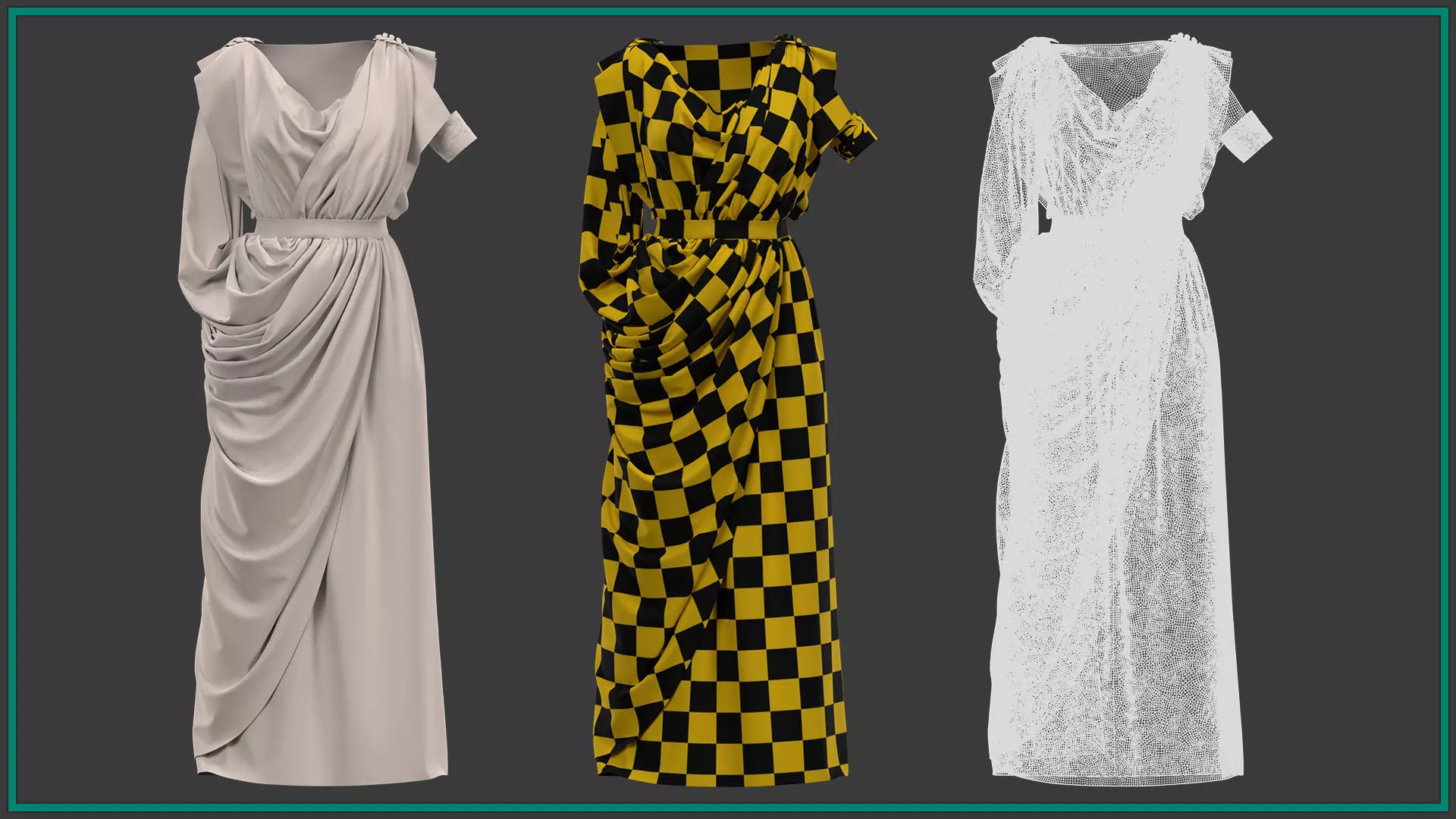 female Greek outfit with texture and smart material 3D model_5