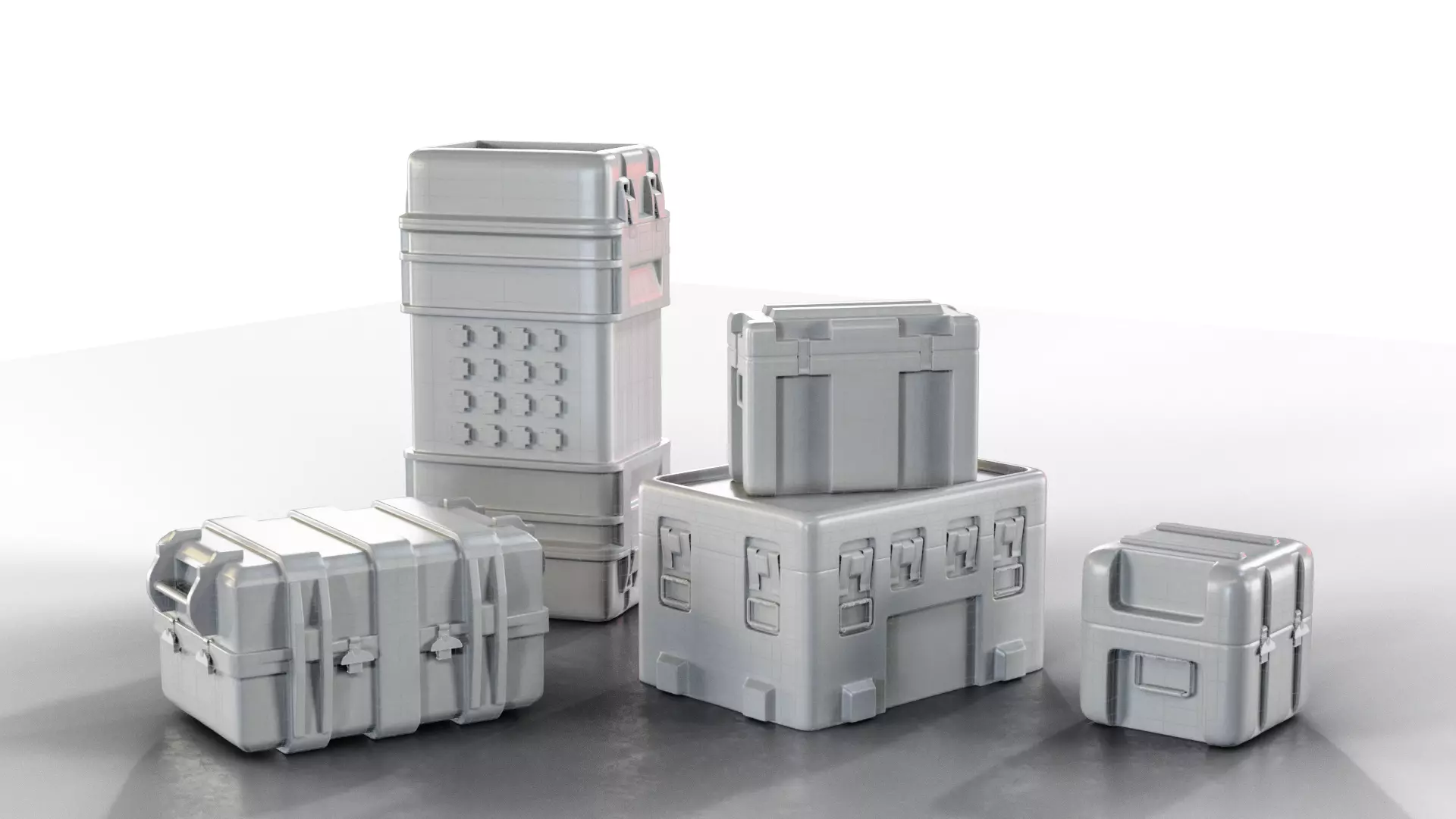 15 Military Cases Game Ready Low-poly 3D model_19