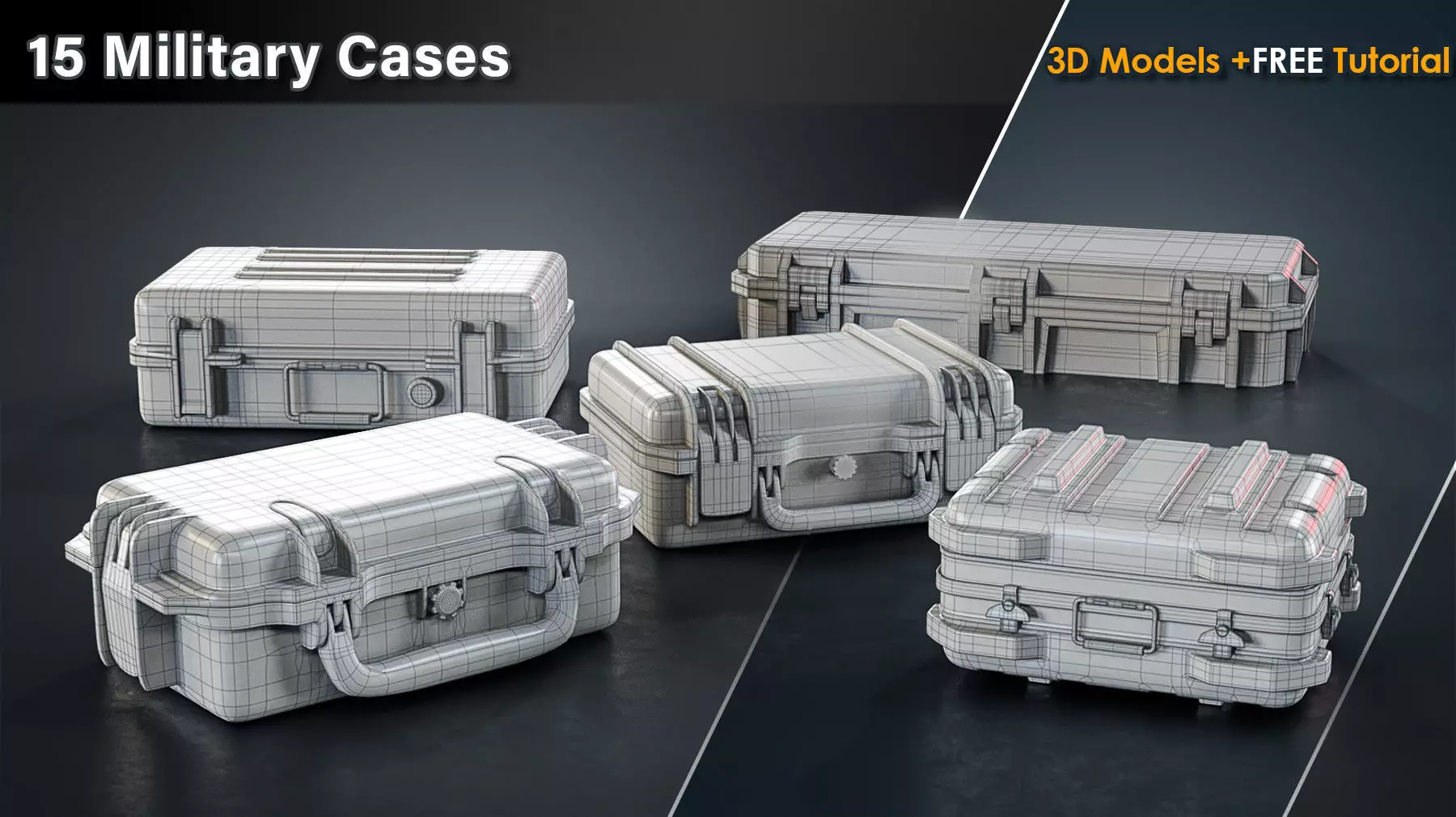 15 Military Cases Game Ready Low-poly 3D model_7
