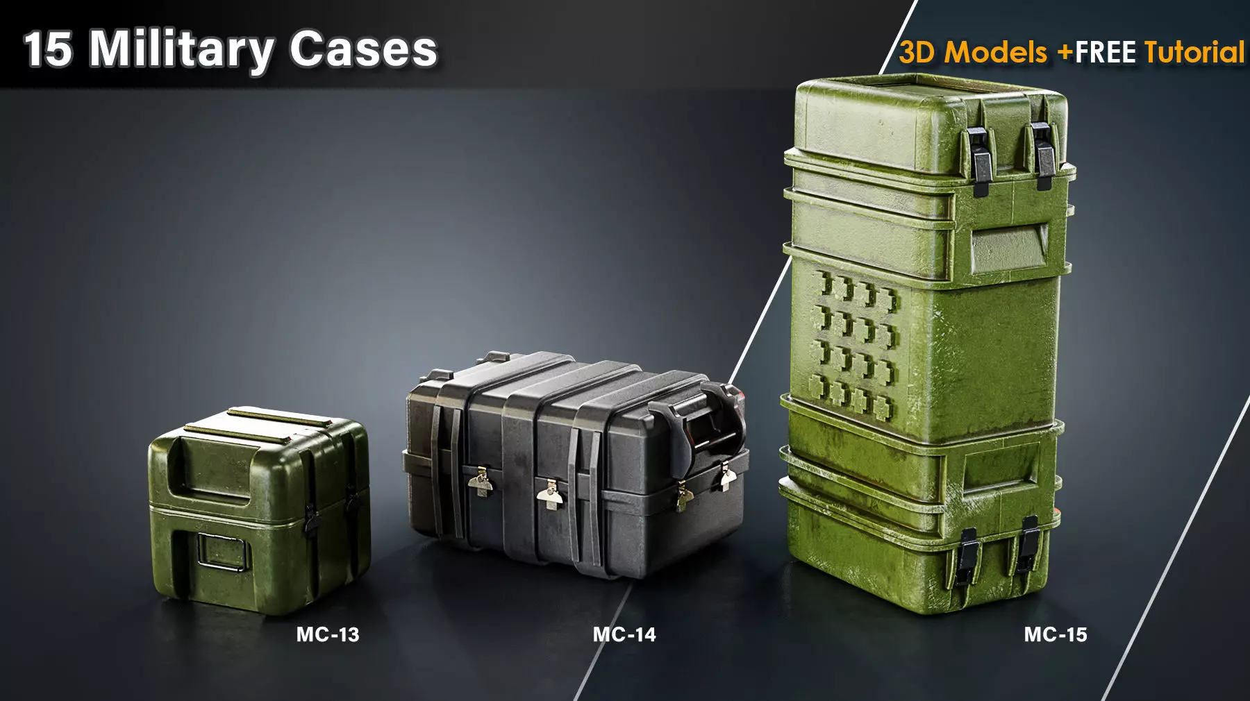 15 Military Cases Game Ready Low-poly 3D model_6