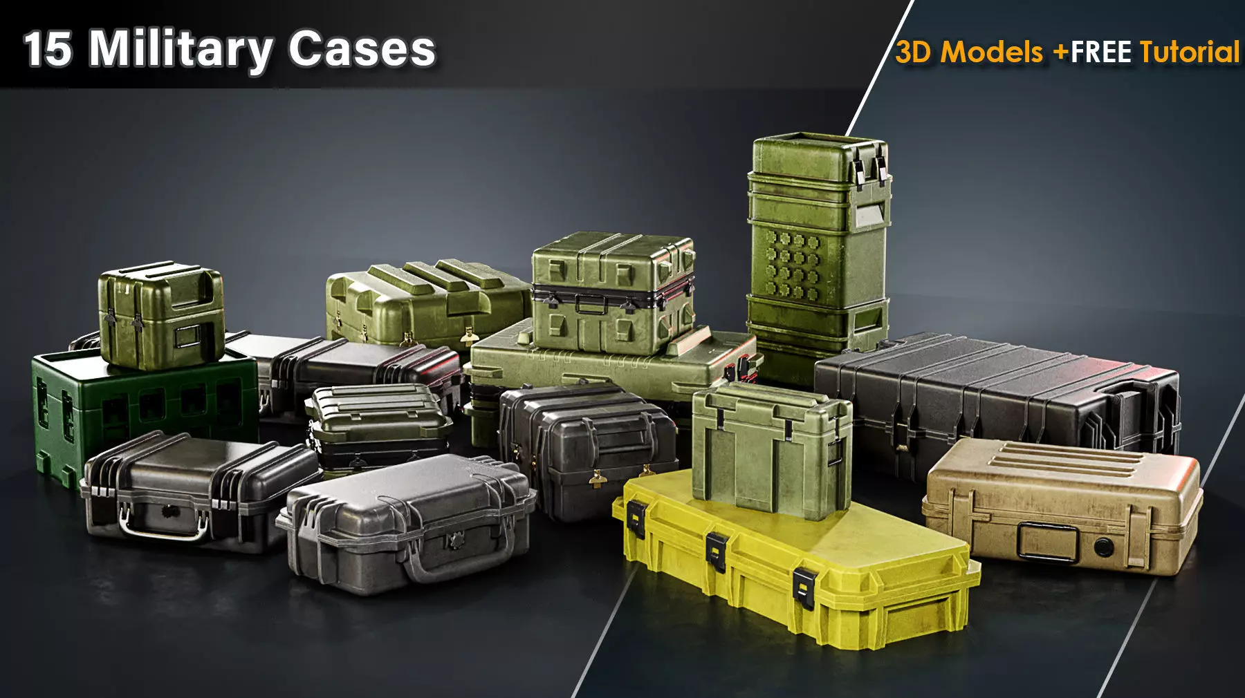 15 Military Cases Game Ready Low-poly 3D model_0