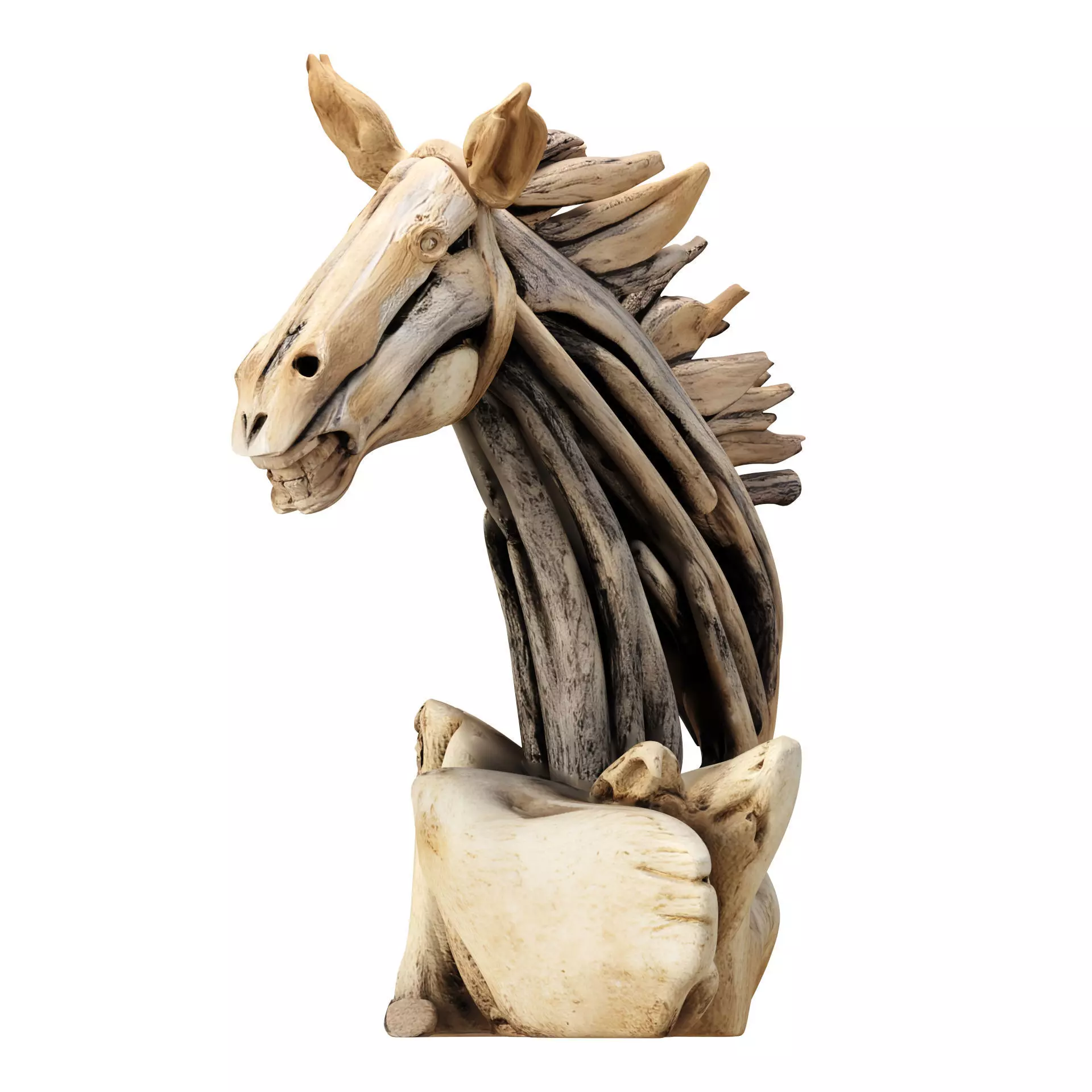 Wooden Horse Sculpture 3D model_0