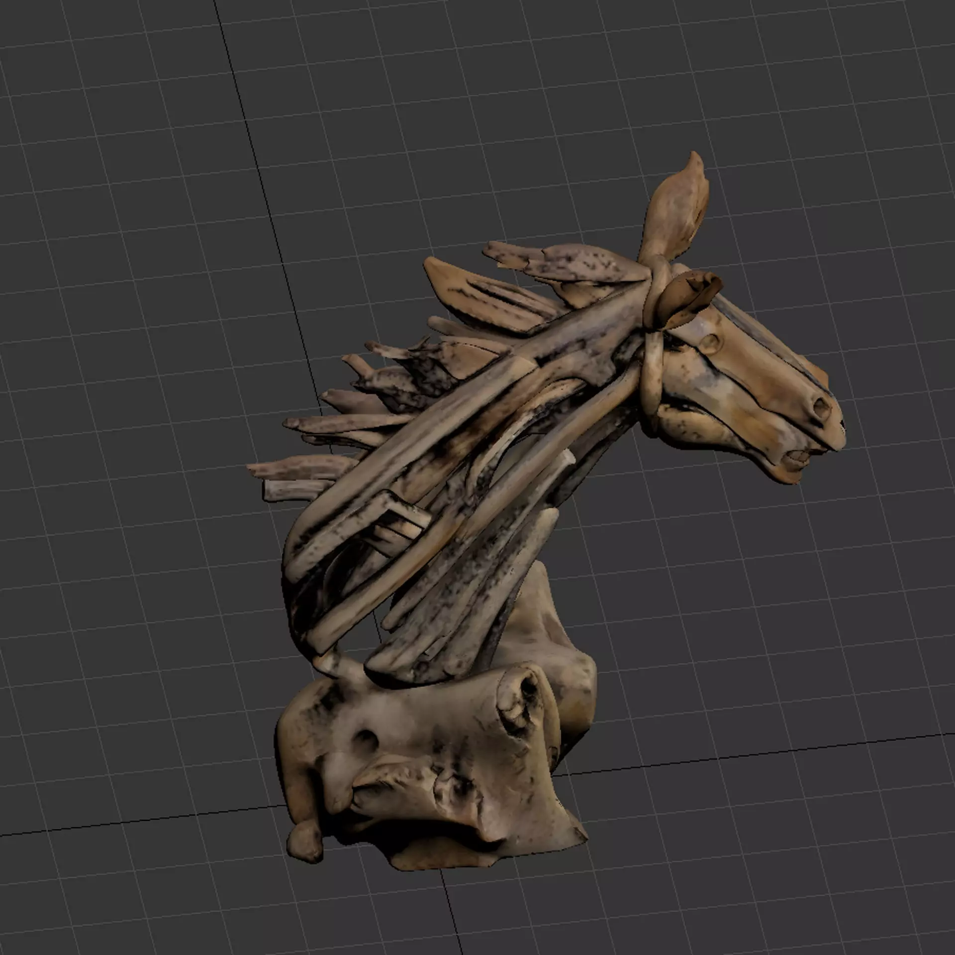 Wooden Horse Sculpture 3D model_7