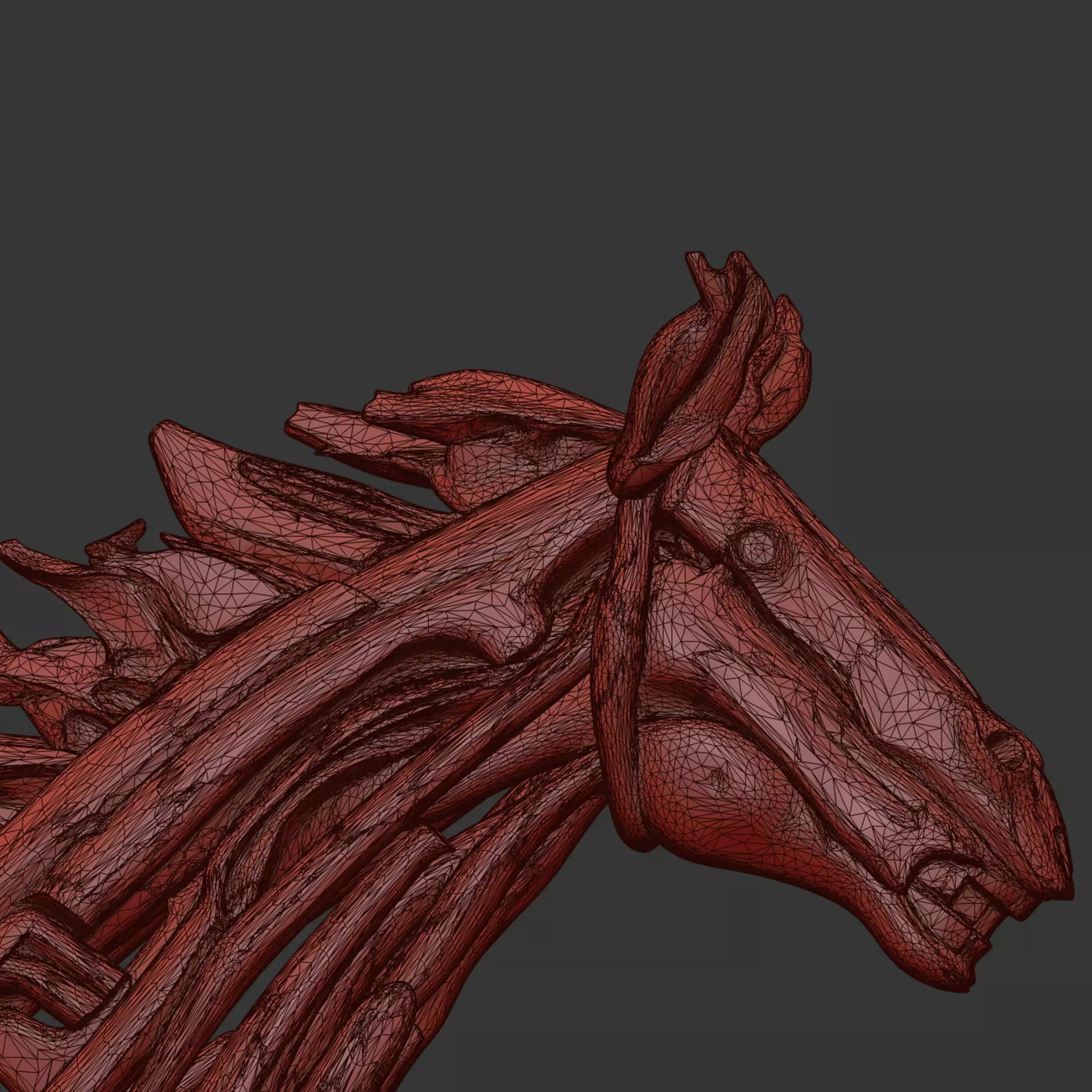 Wooden Horse Sculpture 3D model_6