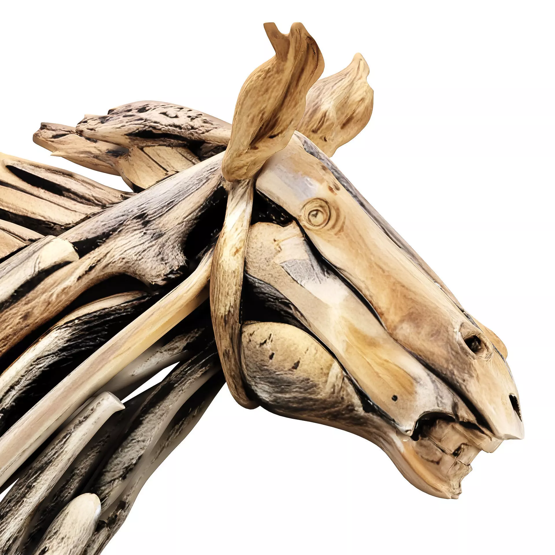 Wooden Horse Sculpture 3D model_1