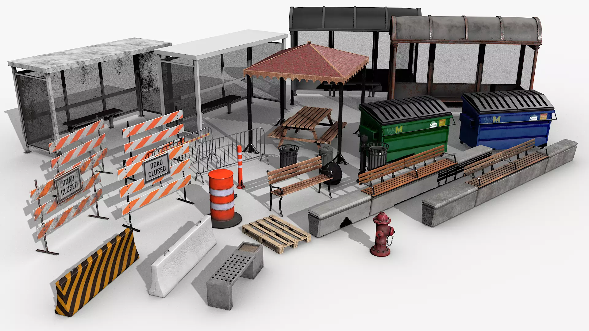 Urban Street Pack Low-poly 3D model_8