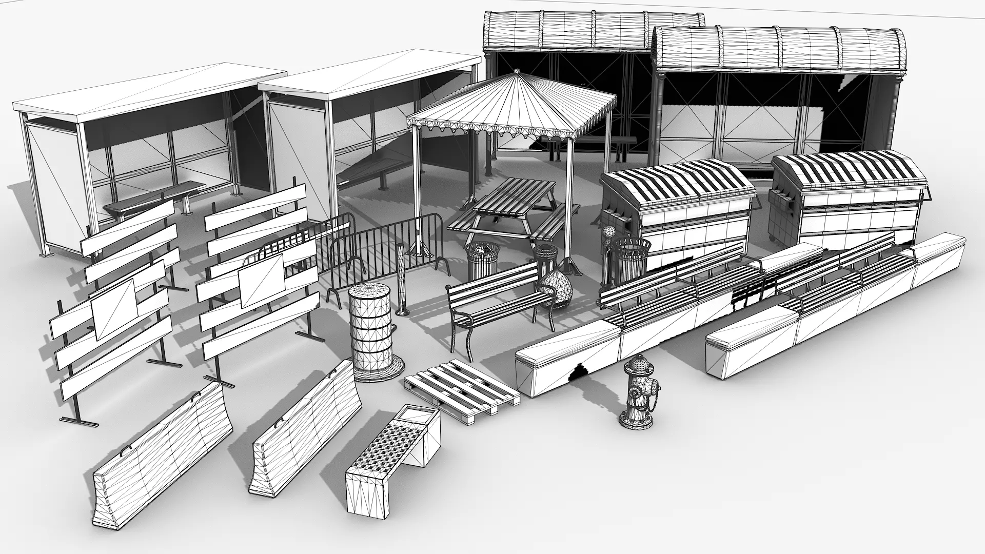 Urban Street Pack Low-poly 3D model_9