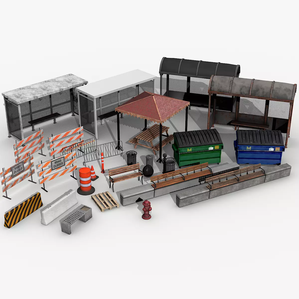 Urban Street Pack Low-poly 3D model_0