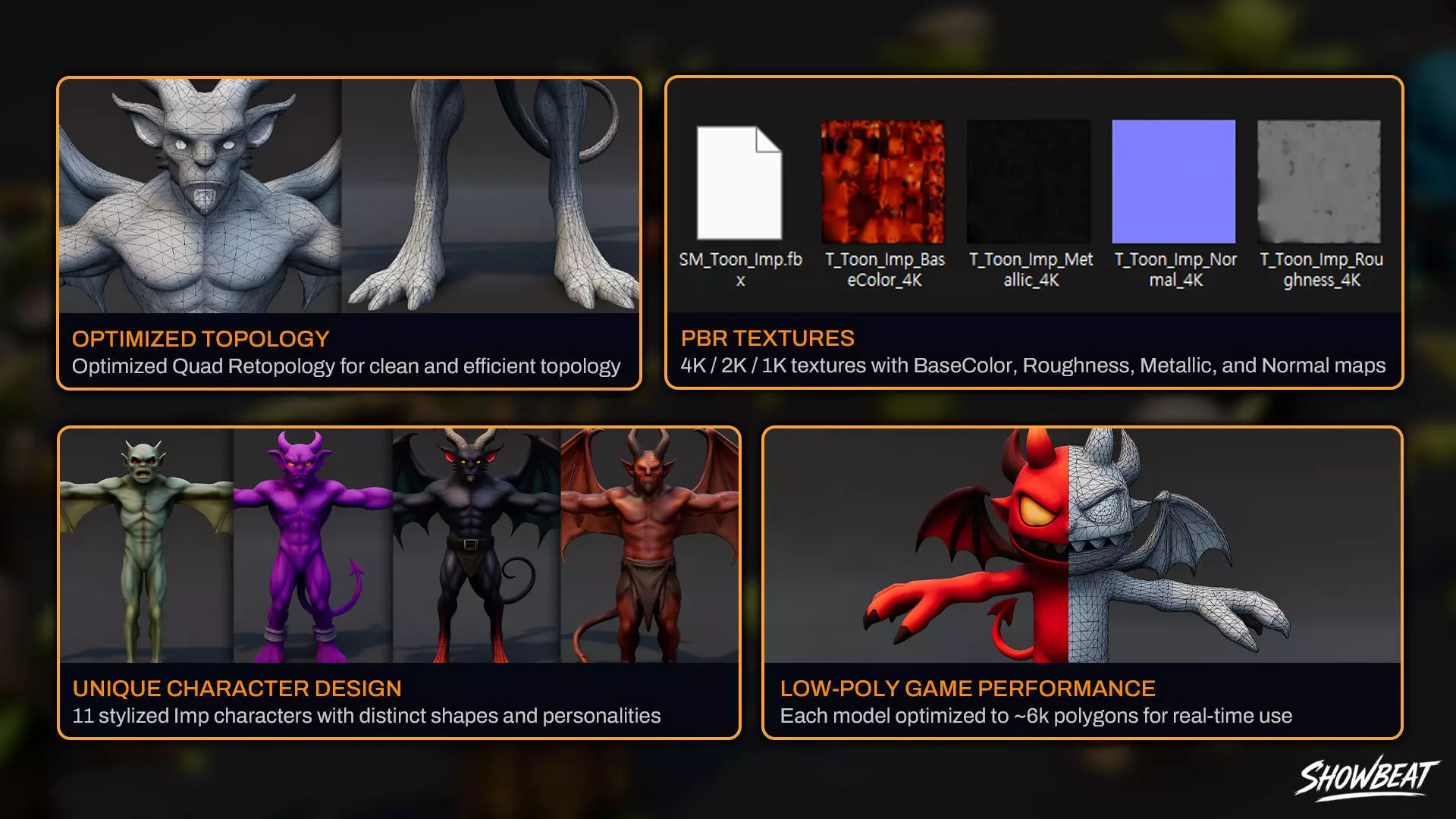 Complete Imp T-Pose Pack Low-poly 3D model_1