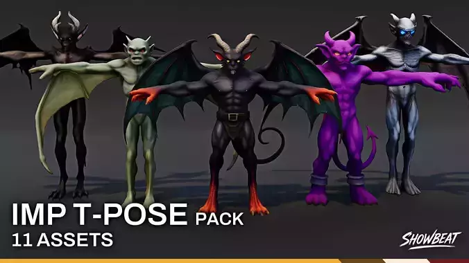 Complete Imp T-Pose Pack Low-poly 3D model