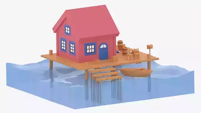 Cartoon Stilt Sea House