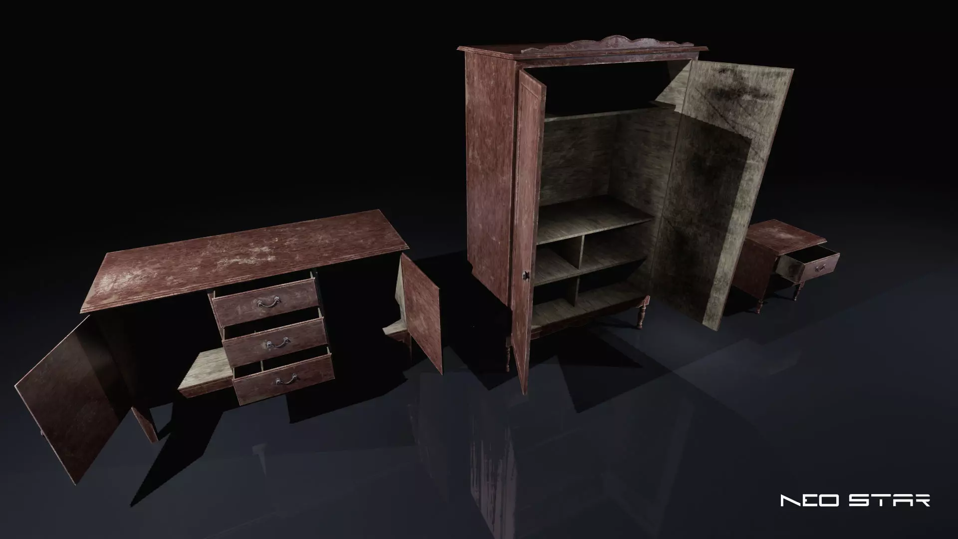 Roadside Motel Room Props Low-poly 3D model_5