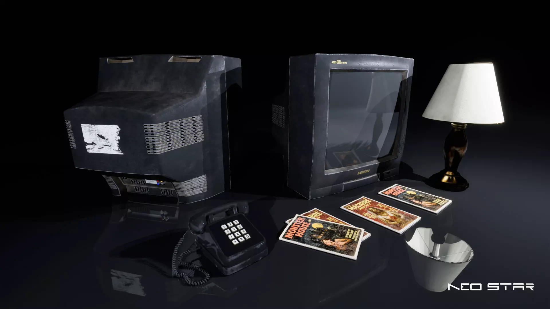 Roadside Motel Room Props Low-poly 3D model_2