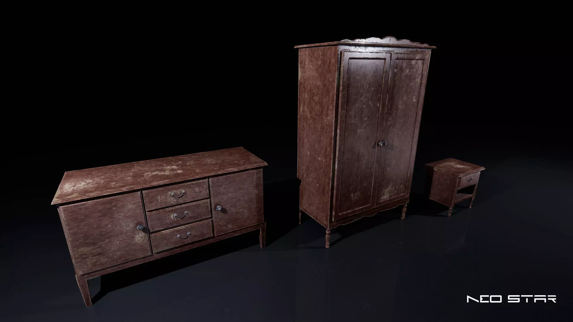 Roadside Motel Room Props Low-poly 3D model_4