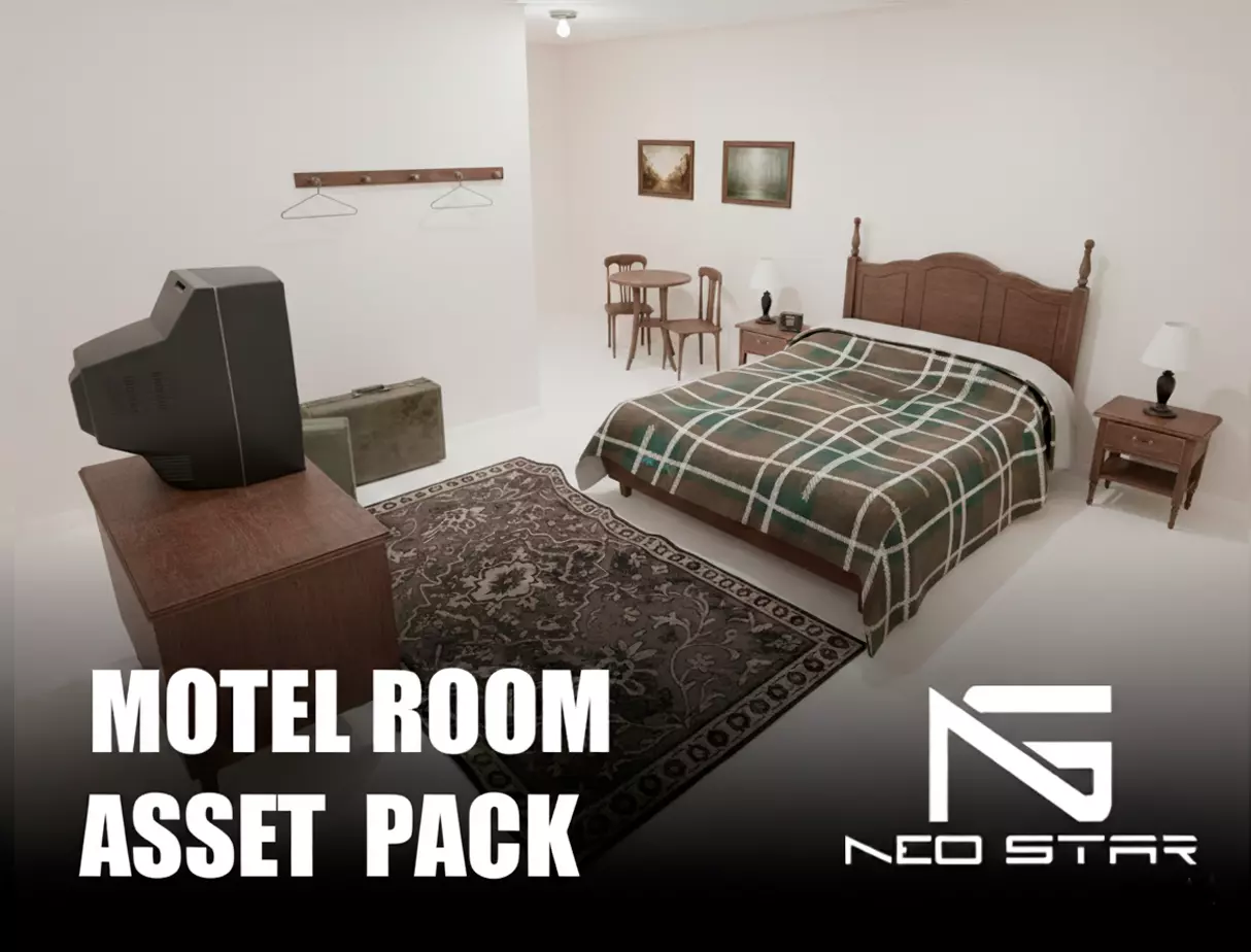 Roadside Motel Room Props Low-poly 3D model_0