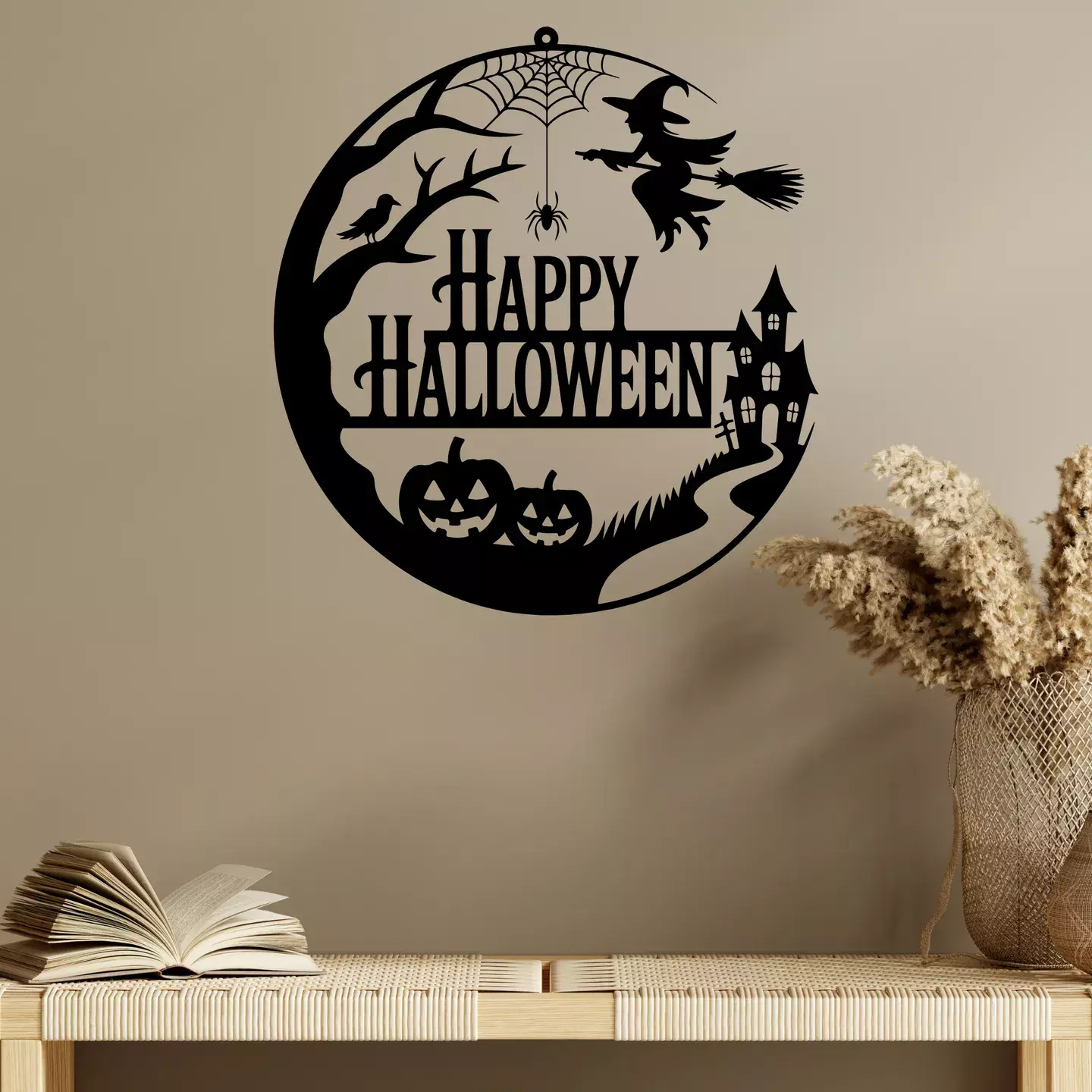 Happy Halloween Round Wall Sign 3D print model_0