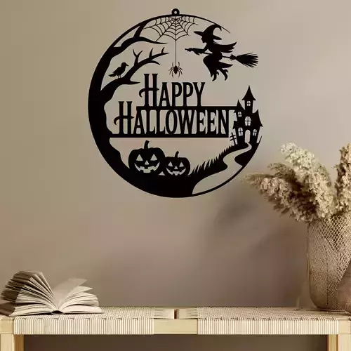 Happy Halloween Round Wall Sign 3D print model Happy Halloween Round Wall Sign 3D print model