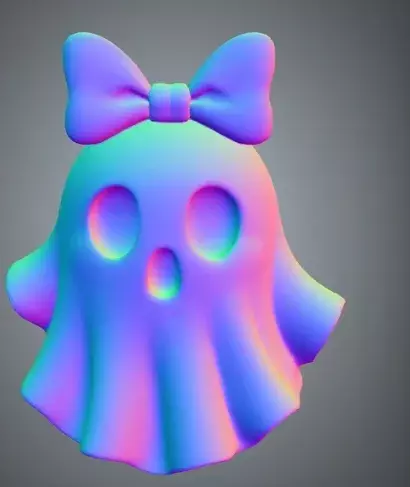 Cute Bow Ghost Figurine 3D print model_2