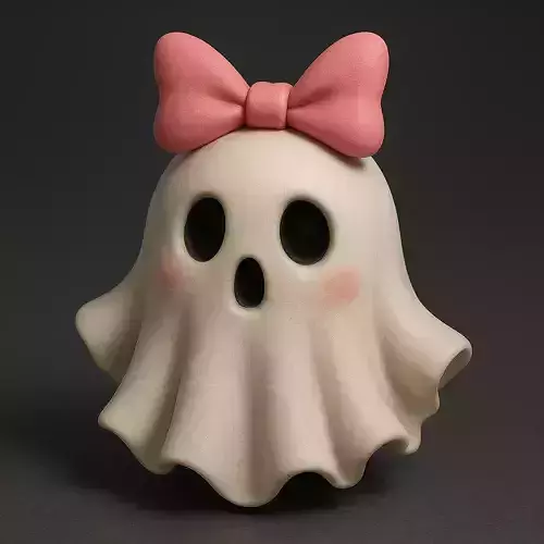 Cute Bow Ghost Figurine 3D print model Cute Bow Ghost Figurine 3D print model