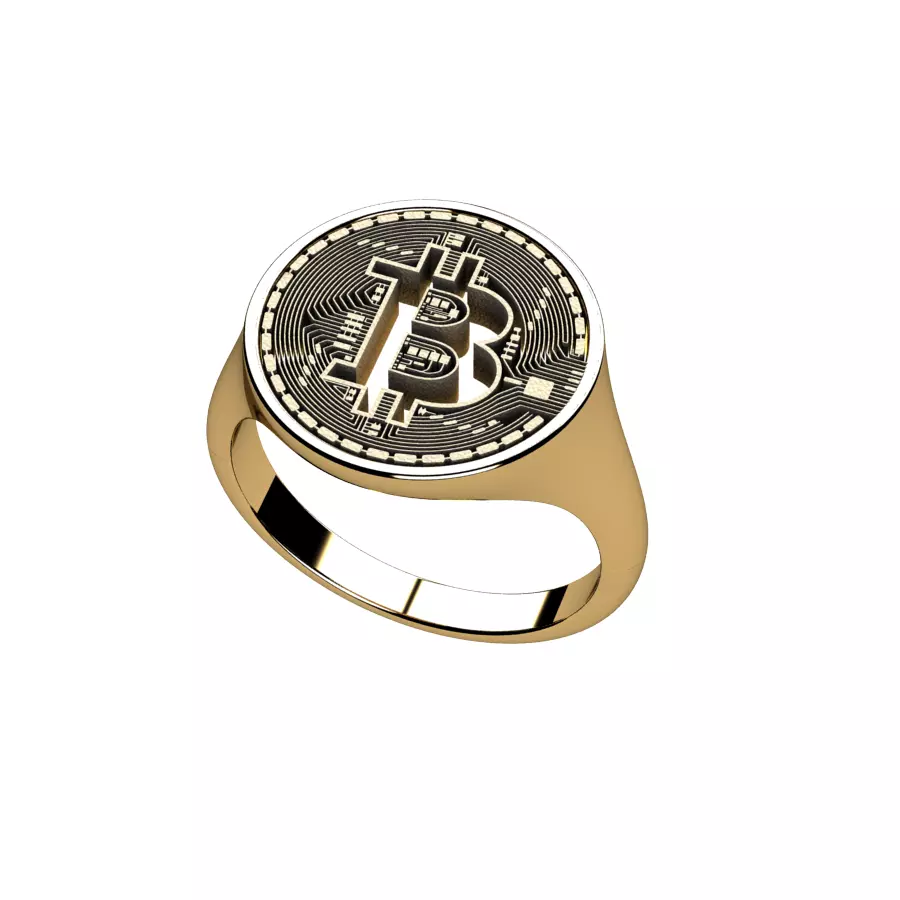 Bitcoin ladies ring 3D print model_2