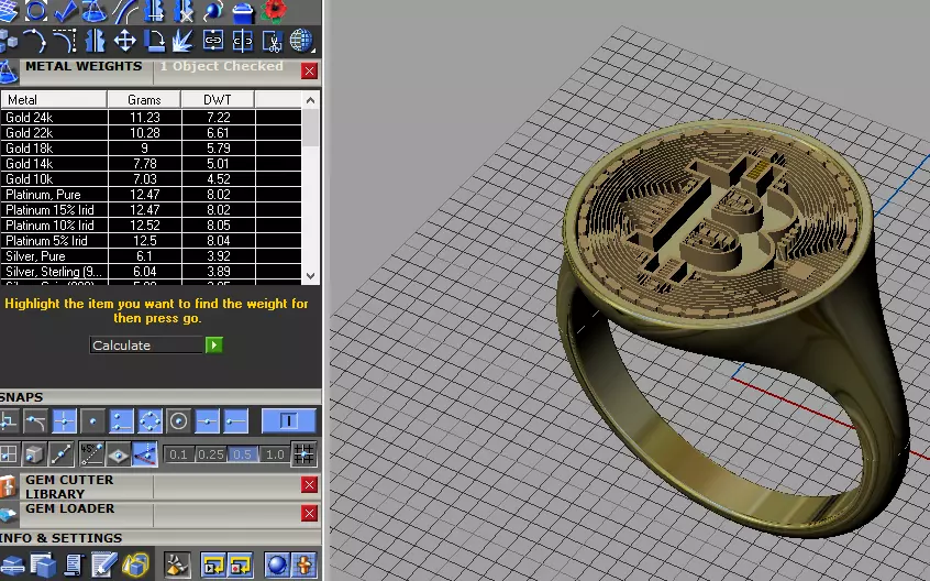 Bitcoin ladies ring 3D print model_8