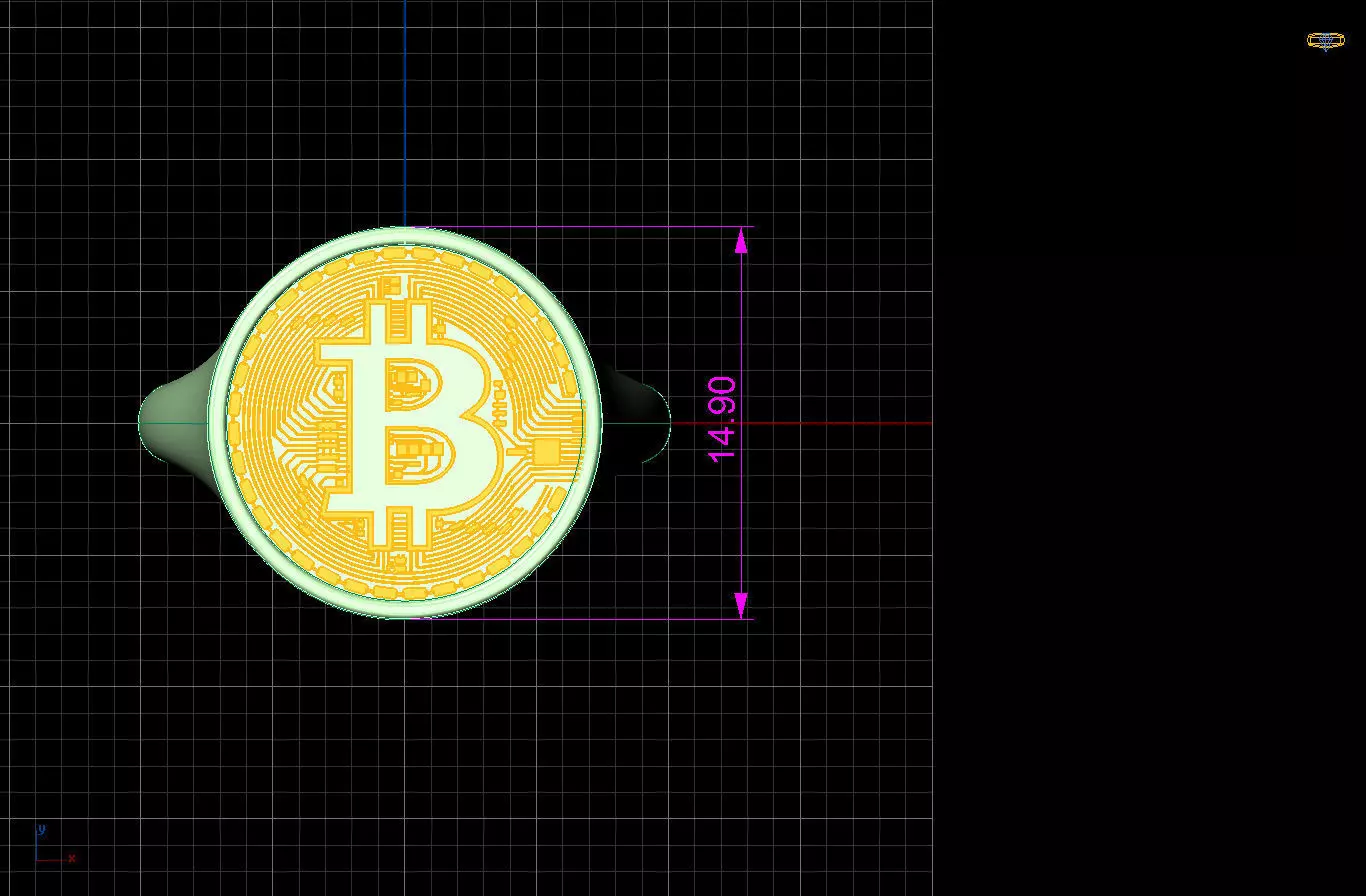 Bitcoin ladies ring 3D print model_9