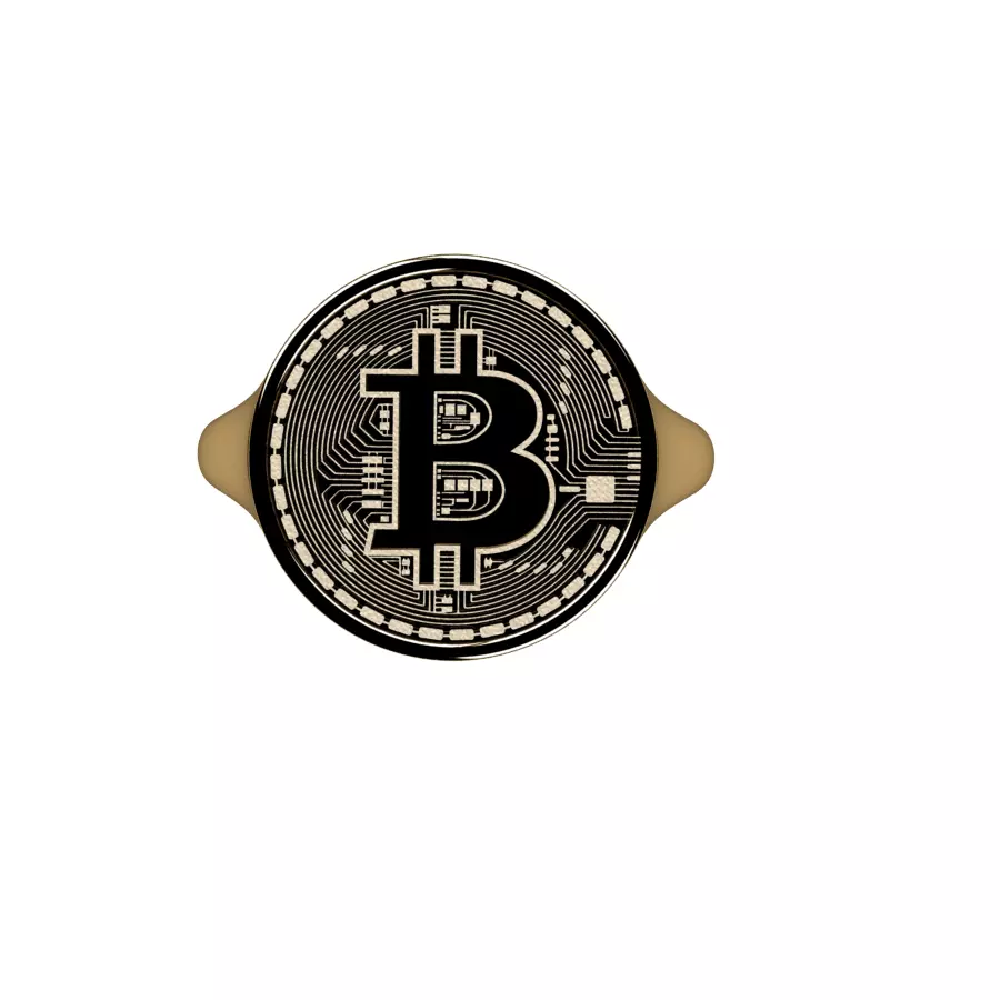 Bitcoin ladies ring 3D print model_3
